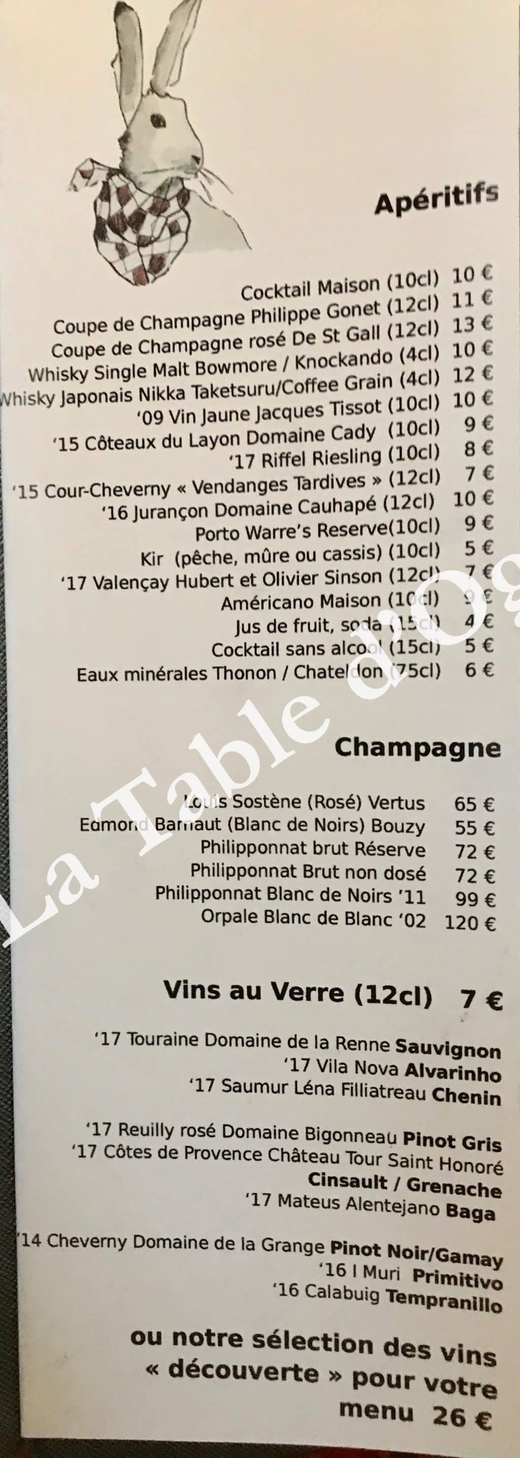 Le Lievre Gourmand Carte Aperitifs La Table D Ogre