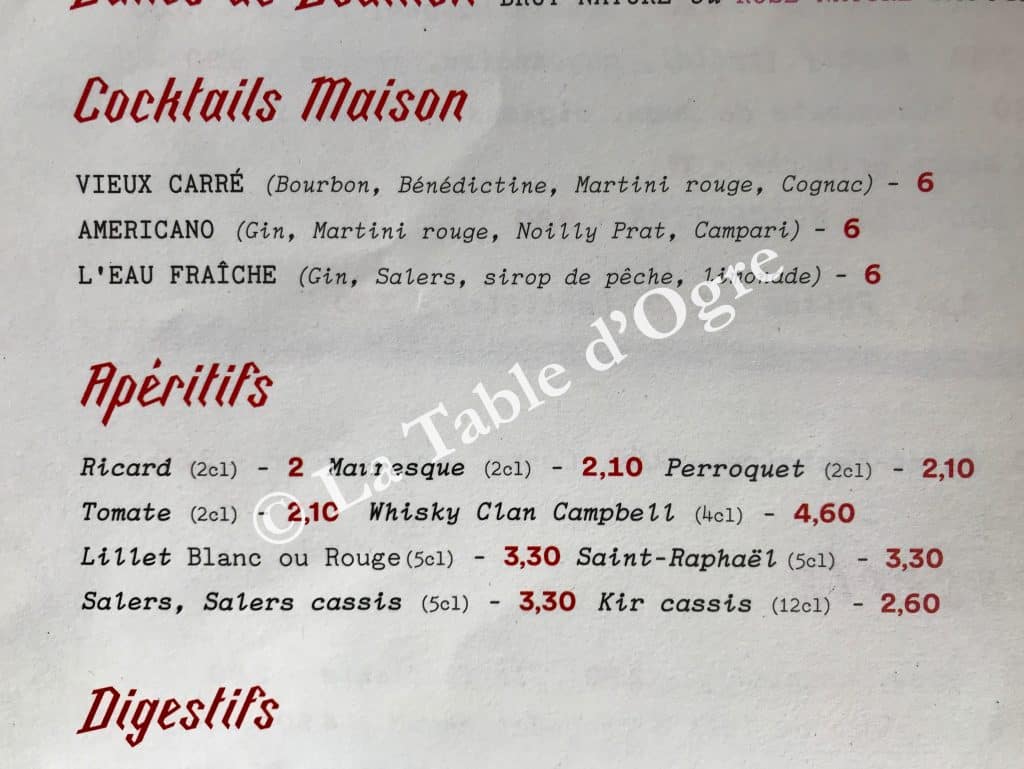 Bouillon Pigalle Carte Aperitifs La Table D Ogre