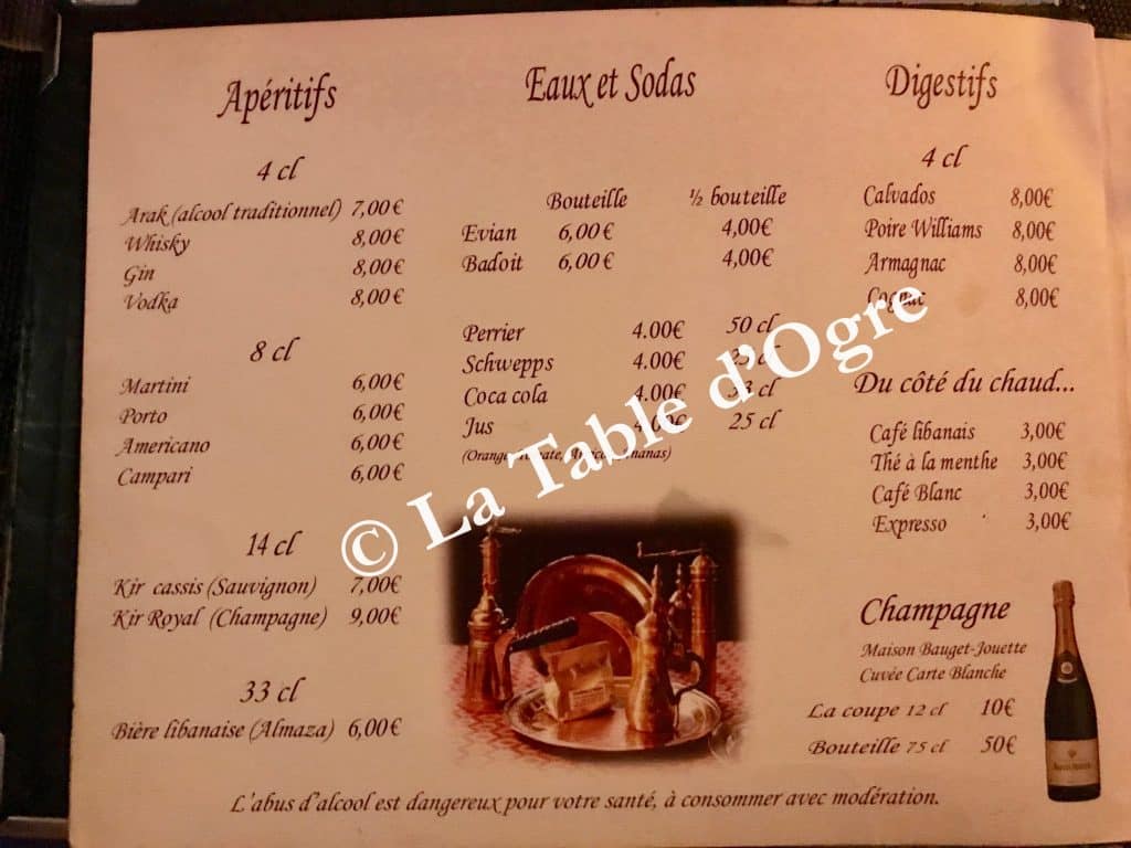 Loubnane Carte Aperitifs La Table D Ogre